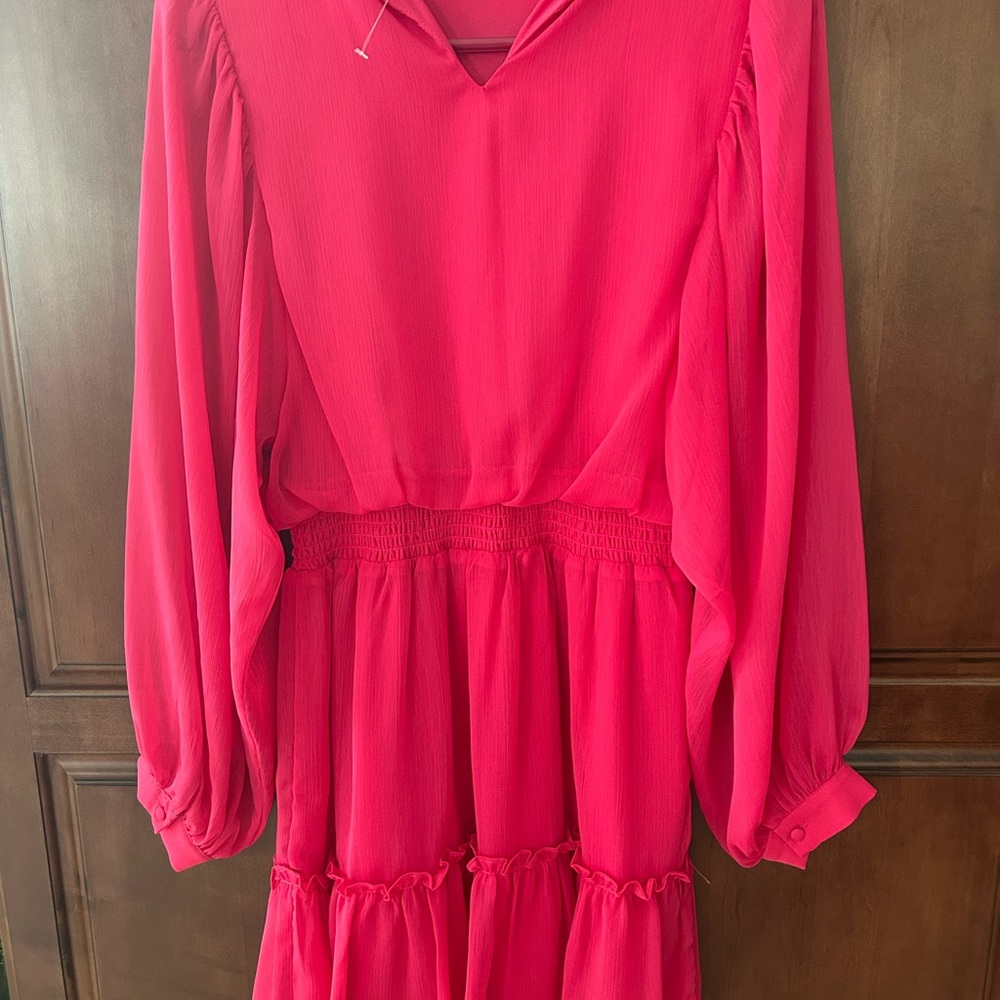Vibrant Pink Long Sleeve Dress
